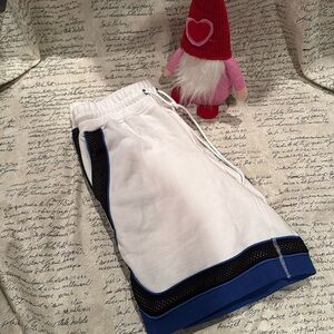 FREE PEOPLE MOVEMNT LONG WHITE SHORTS W. BLUE & BLACK ACCENT MADE FOR COMFORT